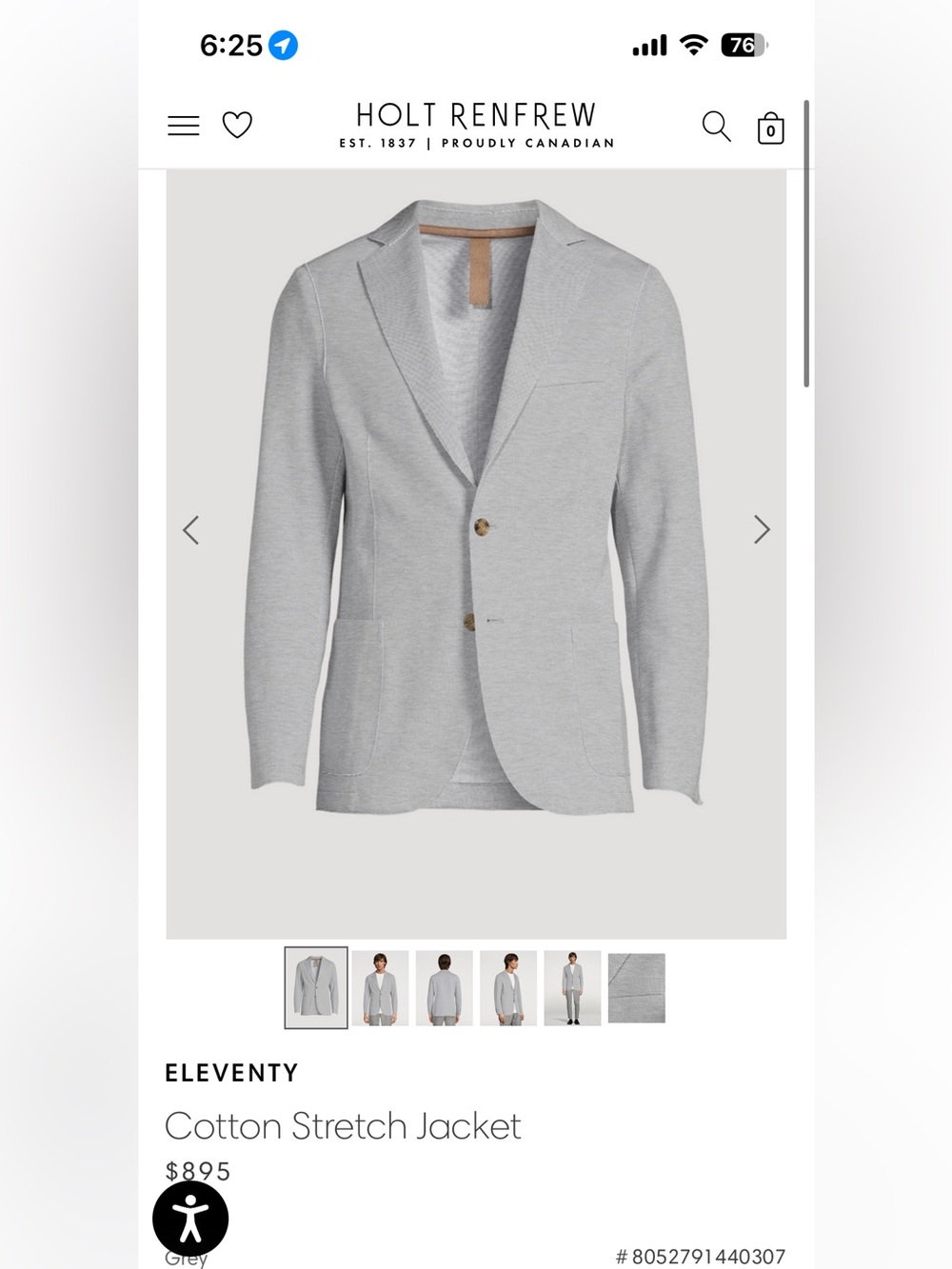 Eleventy Cotton Blazer / Sport Coat (Dark Grey)